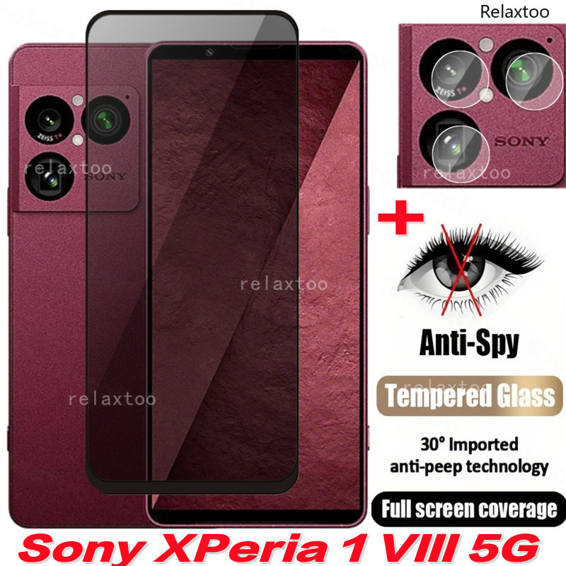 2IN1 ความเป็นส่วนตัวหน้าจอปกป้องกระจกโทรศัพท์ฟิล์มสําหรับ Sony Xperia 1 VIII SonyXperia 1VIII 1VII SonyXperia1VIII 5G 2026 โค้ง Anti Spy หน้าจอด้านหน้าปกป้องกระจกนิรภัยฟิล์มโทรศัพท์