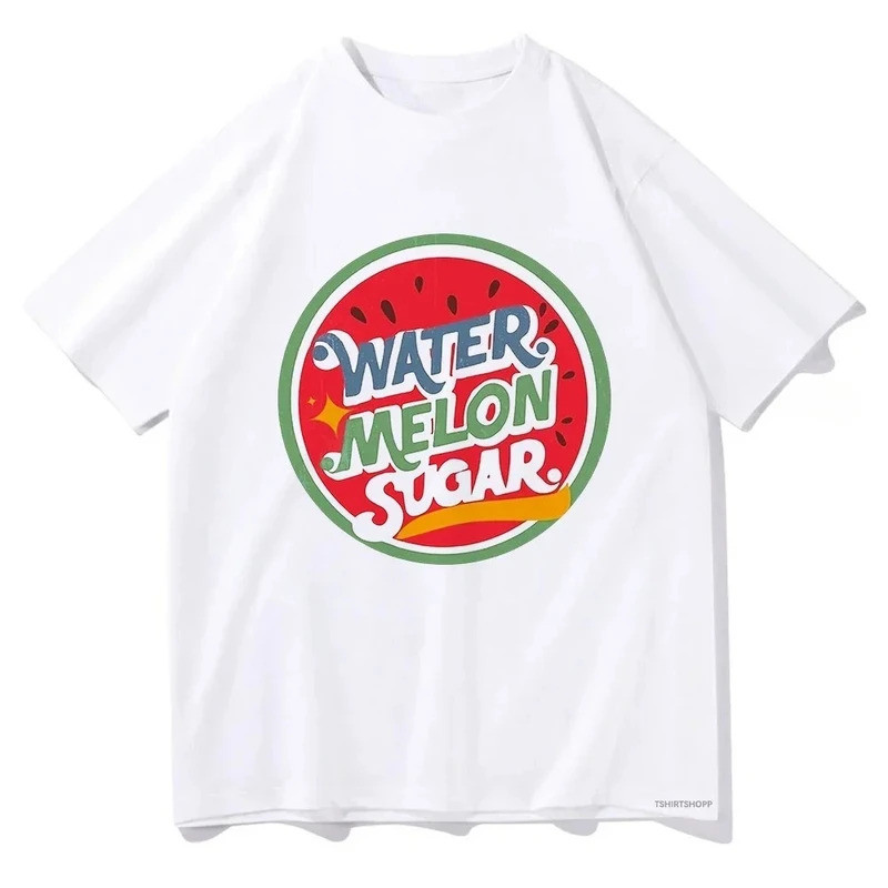 เสื้อยืดผู้หญิงลายแตงโมวินเทจ สไตล์เกาหลี Y2K แฟชั่นสตรีทแวร์ แขนสั้นลำลอง