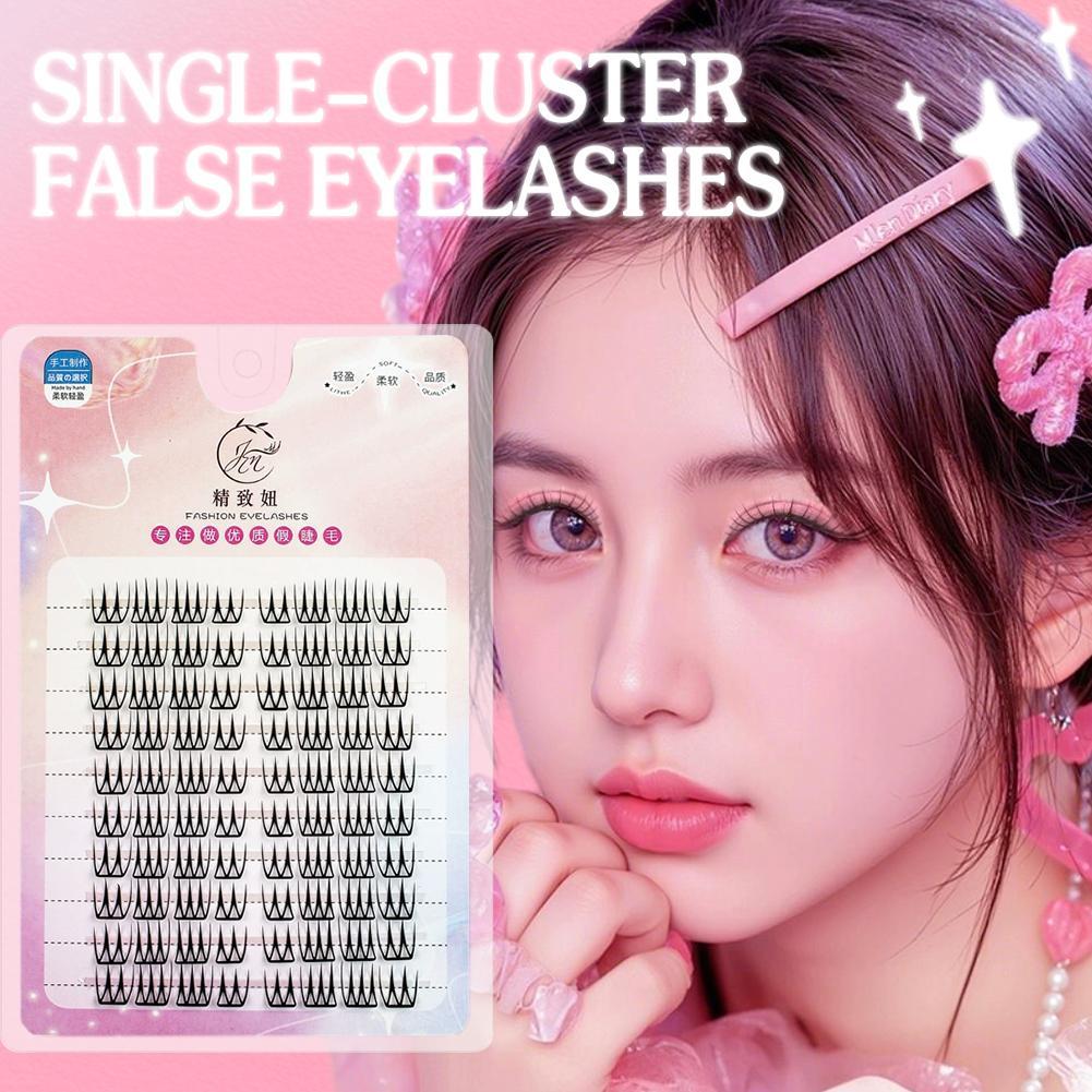 Single-Cluster ขนตาปลอมธรรมชาติดู Wispy อะนิเมะส่วนบุคคลเครื่องมือ Cluster Lashes Lashes J1r0