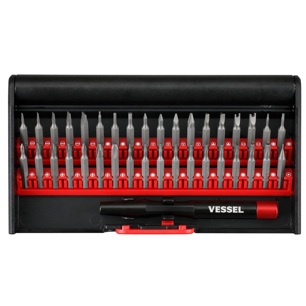 VESSEL Precision Screwdriver and Mini Ratchet Set with 36 Bits for Watches, Glasses, Cameras, Smartphones, Tablets, Game Consoles, and Pin Removal