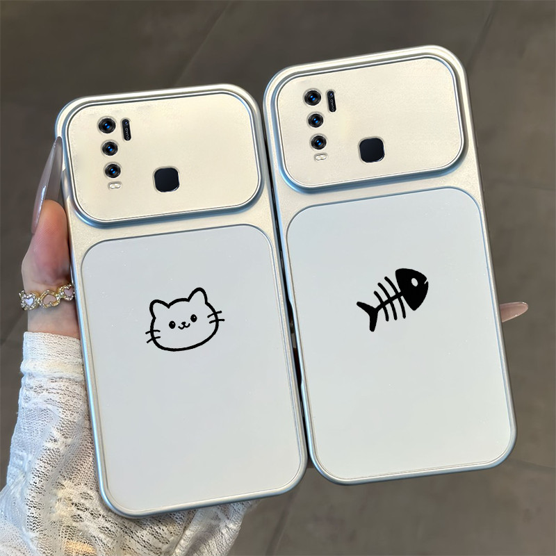 PBZZ สําหรับ vivo y30 y30i Y50 เคสโทรศัพท์ความวิตกกังวล Softcase ซิลิโคนกันกระแทกออกแบบใหม่ความงามคู่น่ารักการ์ตูนแมว DSCYGT1