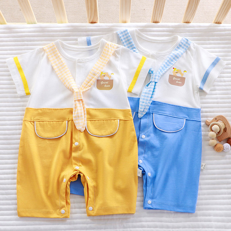 2026 สไตล์ใหม่เด็กทารก Onesie แขนสั้นฤดูร้อนทารกแรกเกิดเสื้อผ้ามิถุนายน-December สไตล์ตะวันตกเด็ก On