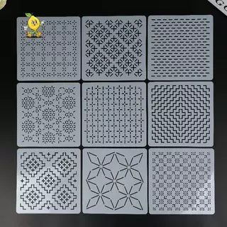 [mozh-t] Patchwork Sashiko เย็บปักถักร้อยลายฉลุชุดนํากลับมาใช้ใหม่ผ้านวมแม่แบบชุดสําหรับ DIY หัตถกรรมเย็บตกแต่งโครงการ