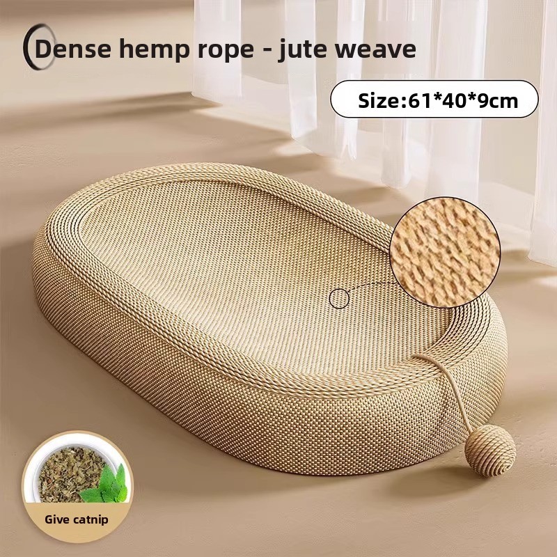 Sisal Oval Cat Scratch Board Nest ทนต่อการสึกหรอไม่รังแค Cat Claw-Sharpening Anti-Sofa Handy เครื่องมือ