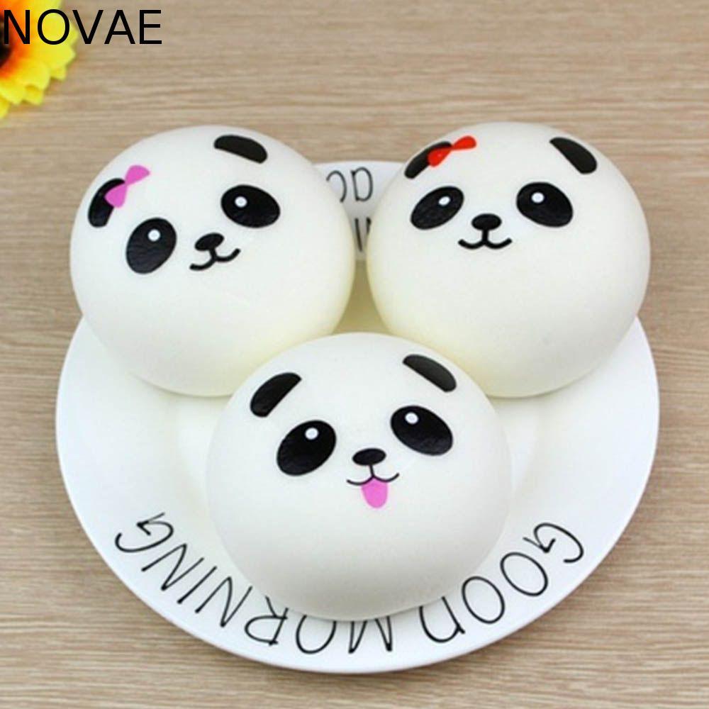 NOVAE ของเล่นบรรเทา Ball Venting ขนมปังการ์ตูน PU Kawaii ความเครียดสายรัดบีบ