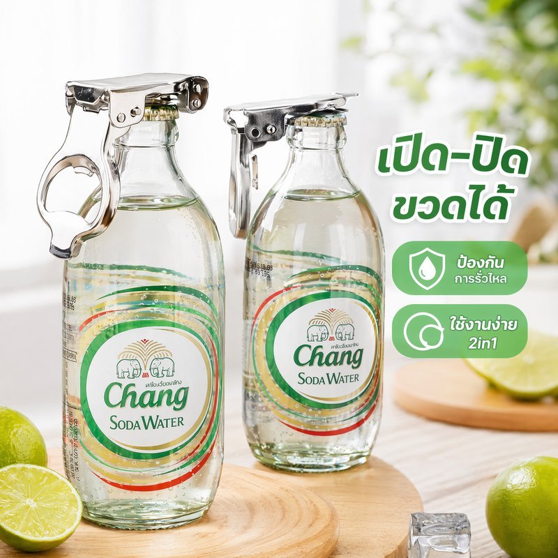 ที่เปิดขวด จุกปิดขวด 2in1 เปิดไว ซีลแน่น กันรั่ว สแตนเลส ซิลิโคน ขวดเบียร์ น้ำอัดลม โซดา