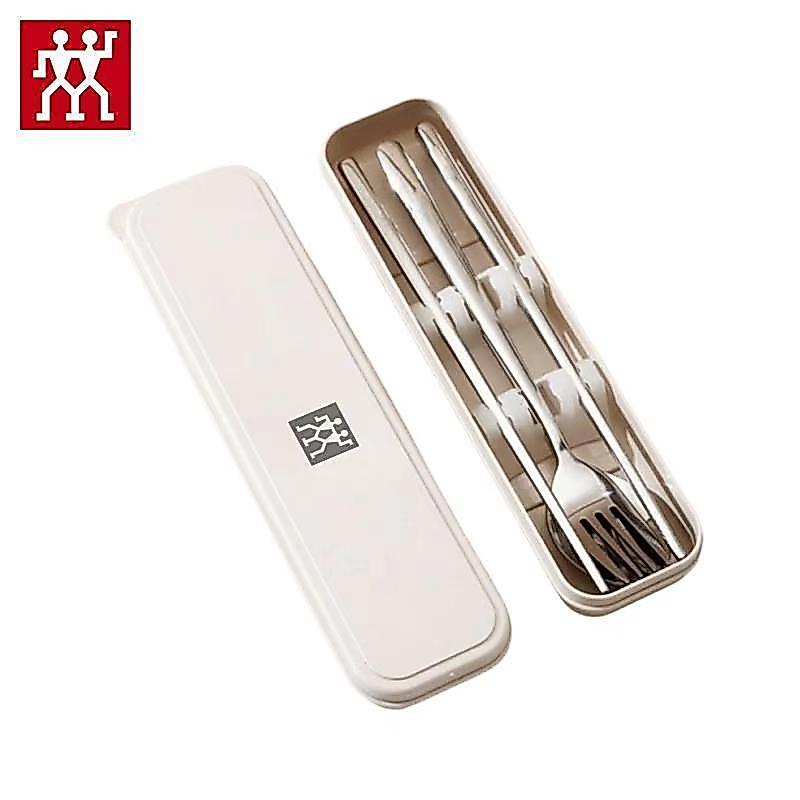 🔥พร้อมส่ง🔥เยอรมัน Zwilling 304 สแตนเลสชุดตะเกียบช้อนและส้อมแบบพกพากลางแจ้งบนโต๊ะอาหารนักเรียนชุดสามชิ้น