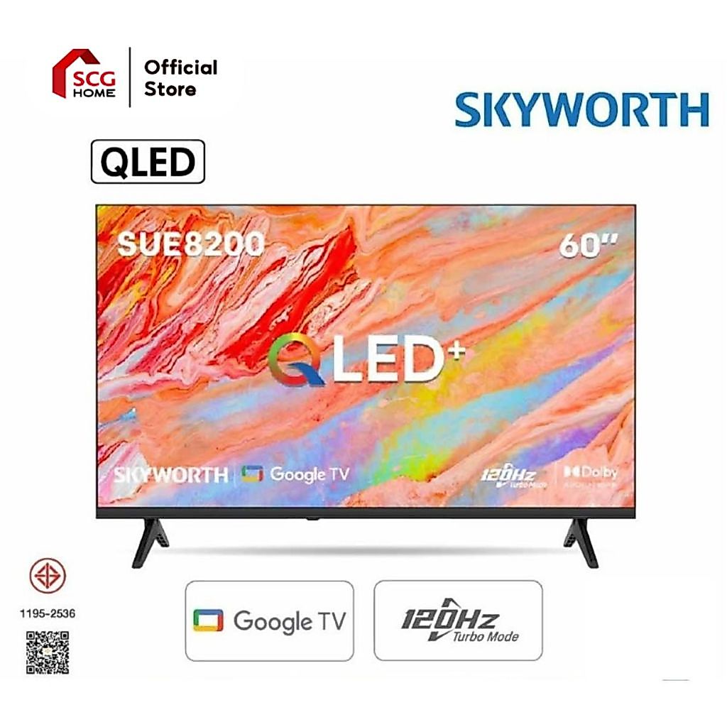 SKYWORTH สมาร์ททีวี 60 นิ้ว ระบบ Google TV AI ความคมชัดระดับ 4K / 120 Hz รุ่น 60SUE8200