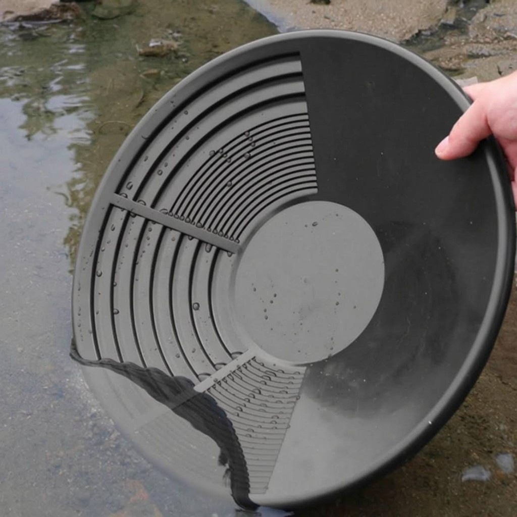 Riffled Gold Pan Set Gold Panning Pan Prospecting Gear Black