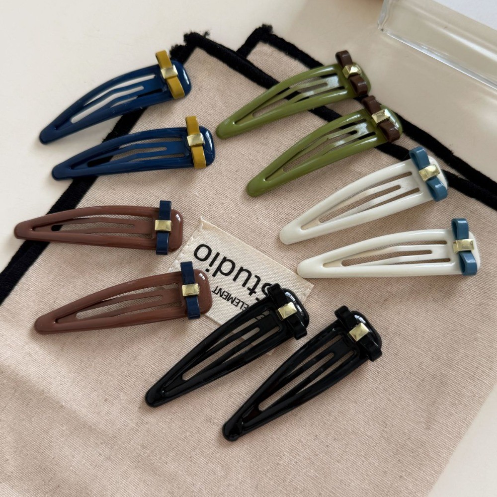 Mouga/เกาหลีรุ่นโบว์กิ๊บด้านข้าง bb คลิป Morandi สี Water Drop คลิปเด็กน่ารักคลิปด้านข้าง Hairpin เครื่องประดับผม