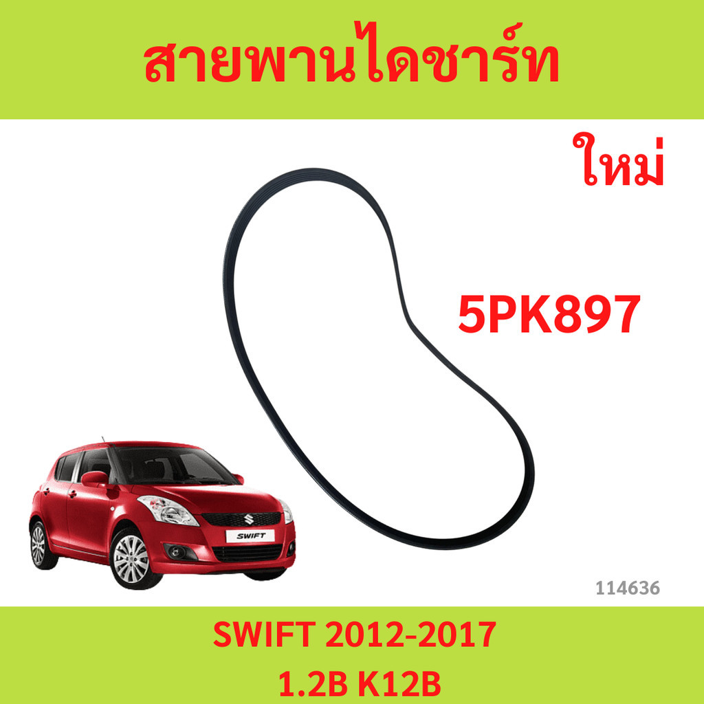 สายพานเครื่อง 5PK897 SUZUKI SWIFT 1.2 ซูซูกิ สวิฟ เครื่อง 1.2 (17521-58M00-000)