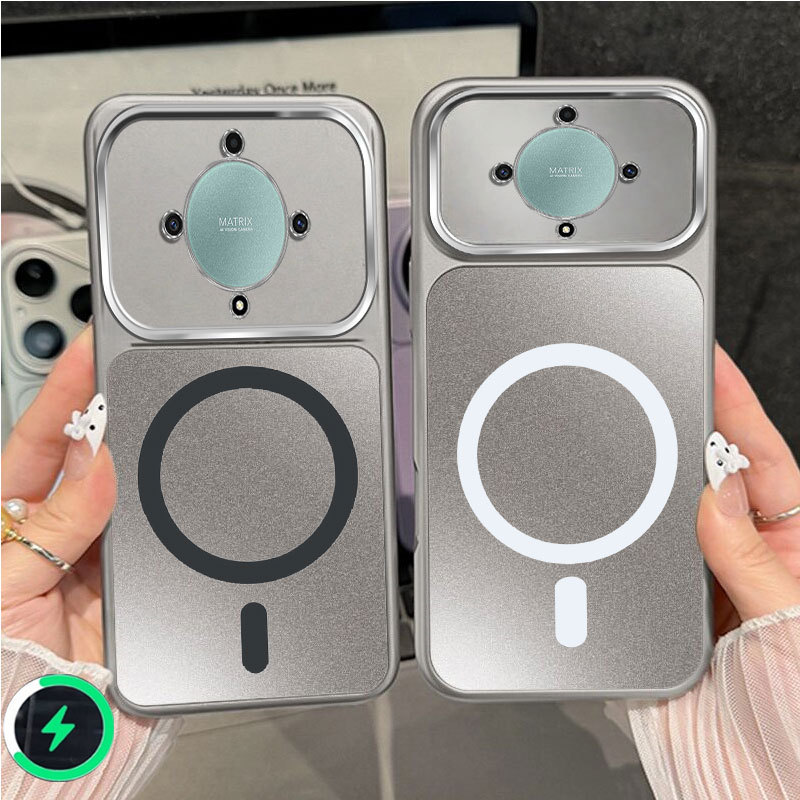 เหมาะสําหรับ Honor X9A Honor X9B Honor X9C Honor X9 Honor X9C สมาร์ทสีใหม่แหวนแม่เหล็กเงินเคสโทรศัพท