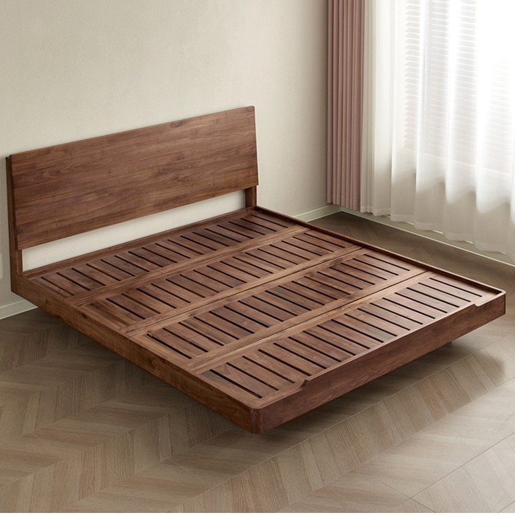 North American Black Walnut Bed ไม้เนื้อแข็งทั้งหมดเจ้าของเตียง 1m 8 เตียงคู่ Nordic โมเดิร์น 1.5m L