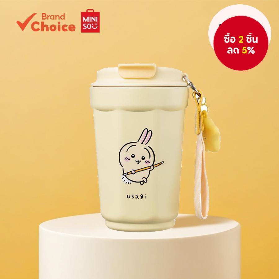 MINISO ซีรีส์ chiikawa - แก้วกาแฟสแตนเลส usagi 360 มล. แก้วเดินทางน่ารัก ถ้วยดื่มสะสม ขวดน้ํากันรั่ว 11 ซม. x 15 ซม.
