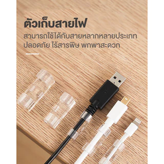 JoyTray ตัวเก็บสายไฟ ตัวยึดสายไฟ จัดระเบียบสายไฟ กิ๊บติดสายไฟ 1แพค20ชิ้น สีขาวใส มีหลายขนาดให้เลือก