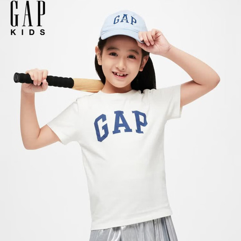 Gaap เด็กชายและเด็กหญิงผ้าฝ้ายแท้โลโก้ตัวอักษรรอบคอแขนสั้นเสื้อยืดเด็กด้านบน