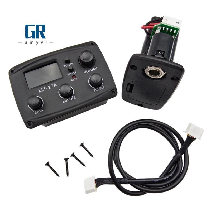 -17A กีต้าร์โปร่ง EQ Preamp, พร้อมจูนเนอร์พยากรณ์ดิจิตอล 3 Band EQ Equalizer พร้อมจูนเนอร์กีตาร์ Pic