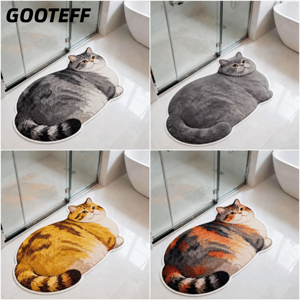 อิกาเรโล น่ารักแมวคริสตัลกํามะหยี่แผ่นพื้น,40*60เซนติเมตรรัสเซียสีฟ้าห้องน้ําพรม,ขิงแมวลื่นความอับอาย-ทนประตูห้องนอนพรมขนาดเล็กห้องนั่งเล่นโต๊ะน้ําชาข้างเต