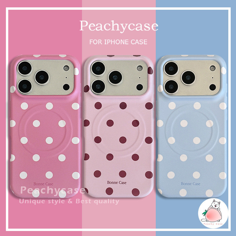 INS Polka Dot ไร้สายชาร์จแม่เหล็กเคสโทรศัพท์สําหรับ iPhone 17 16 15 14 Pro Max 13 17pro Big Hole ฝาหลัง Soft TPU Anti-Scratch โทรศัพท์มือถือ Shell