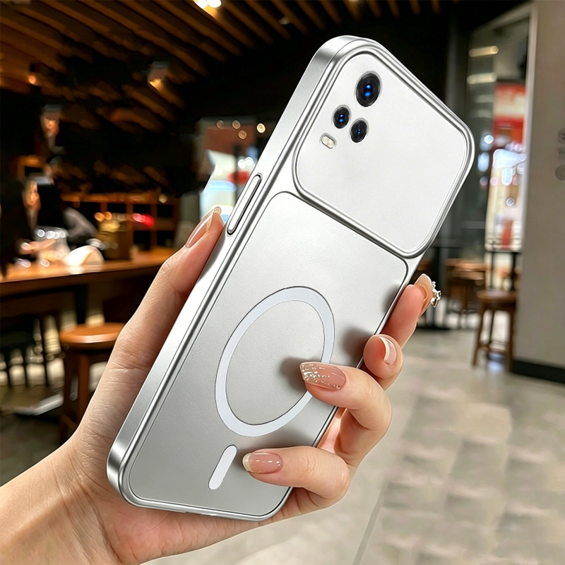 สําหรับ vivo v20 PRO v20se v23e v23 v21 v21e 5G เคสโทรศัพท์ Softcase ซิลิโคนกันกระแทกใหม่ออกแบบความงาม Matte โลหะเงินสําหรับสาวแม่เหล็ก DSCBS1