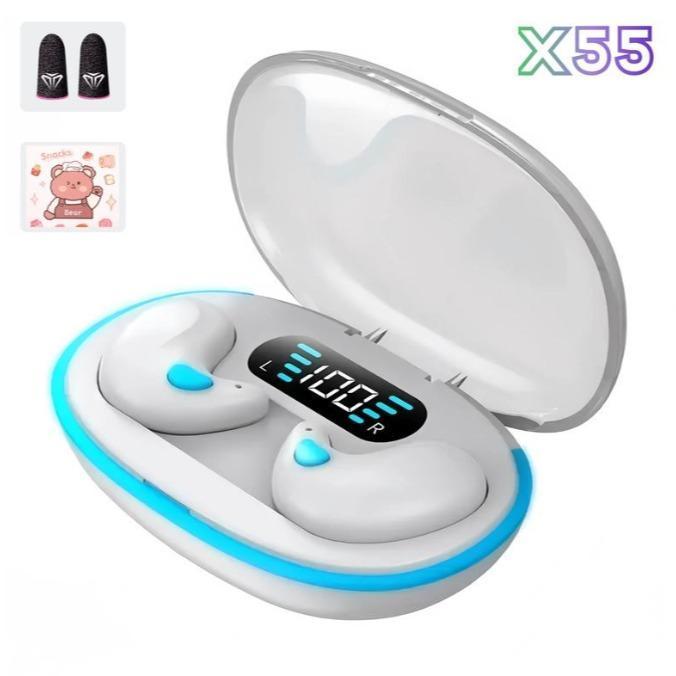 X55 หูฟังนอนไร้สาย (2 ของขวัญ:1 สต็กเกอร์การ์ตูนะ 1 ปรมกรุ่นเกม) เสียงสเตอร์โดระดับ HIF, กับน้ำ IPX5 รูปที่ 8