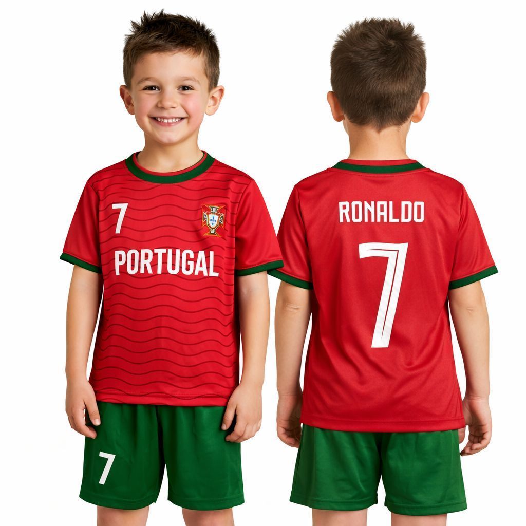 RONALDO PORTUGAL เสื้อฟุตบอลเด็ก MESSI WORLD CUP CHEAPEST UNISEX JERSEY 1 ถึง 14 ปี