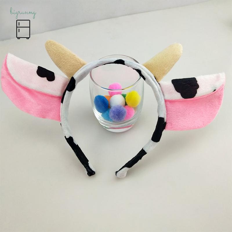 [BRN] Creative Cow Milk Horn Ear Animal คอสเพลย์เครื่องแต่งกายผมวง Party Props TH