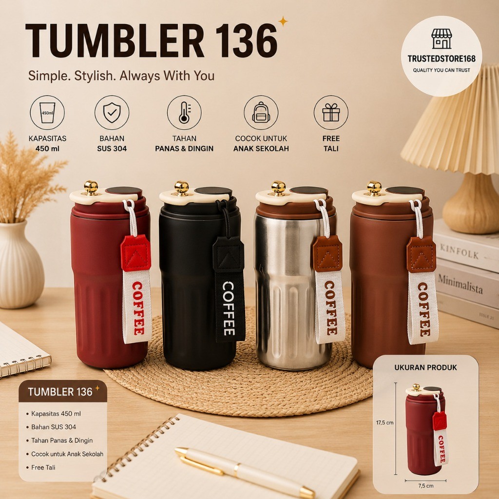 Gudangjam888 แก้วน้ํา Coffea Led 450ml 136 / แก้วน้ําสแตนเลสสูญญากาศ