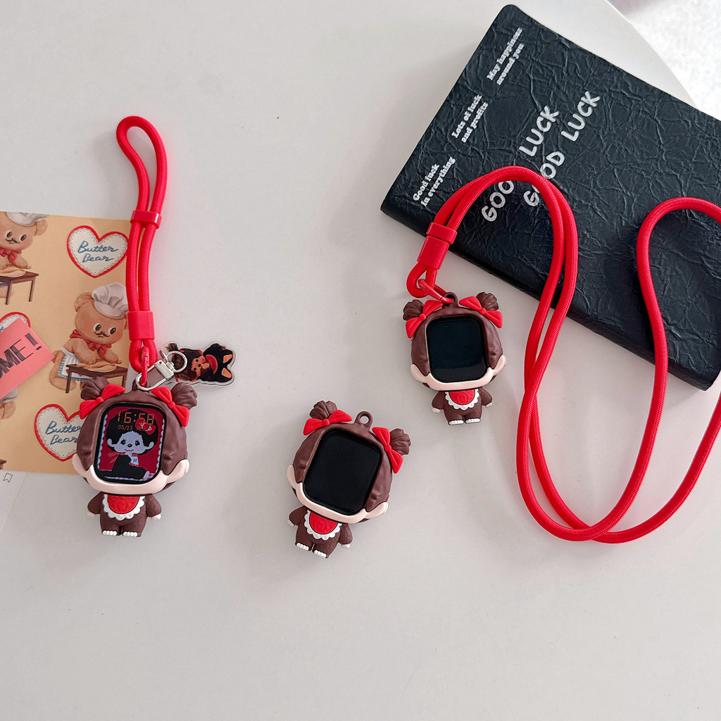 การ์ตูนสาวการ์ตูนซิลิโคนรวมทุกอย่างปกอ่อนเหมาะสําหรับ iwatch S11 10 9 8 7 ULTRA 6 5 4 SE 3 2 1 ขนาด 38 มม.40mm41mm42mm44mm45mm46mm49 มม.