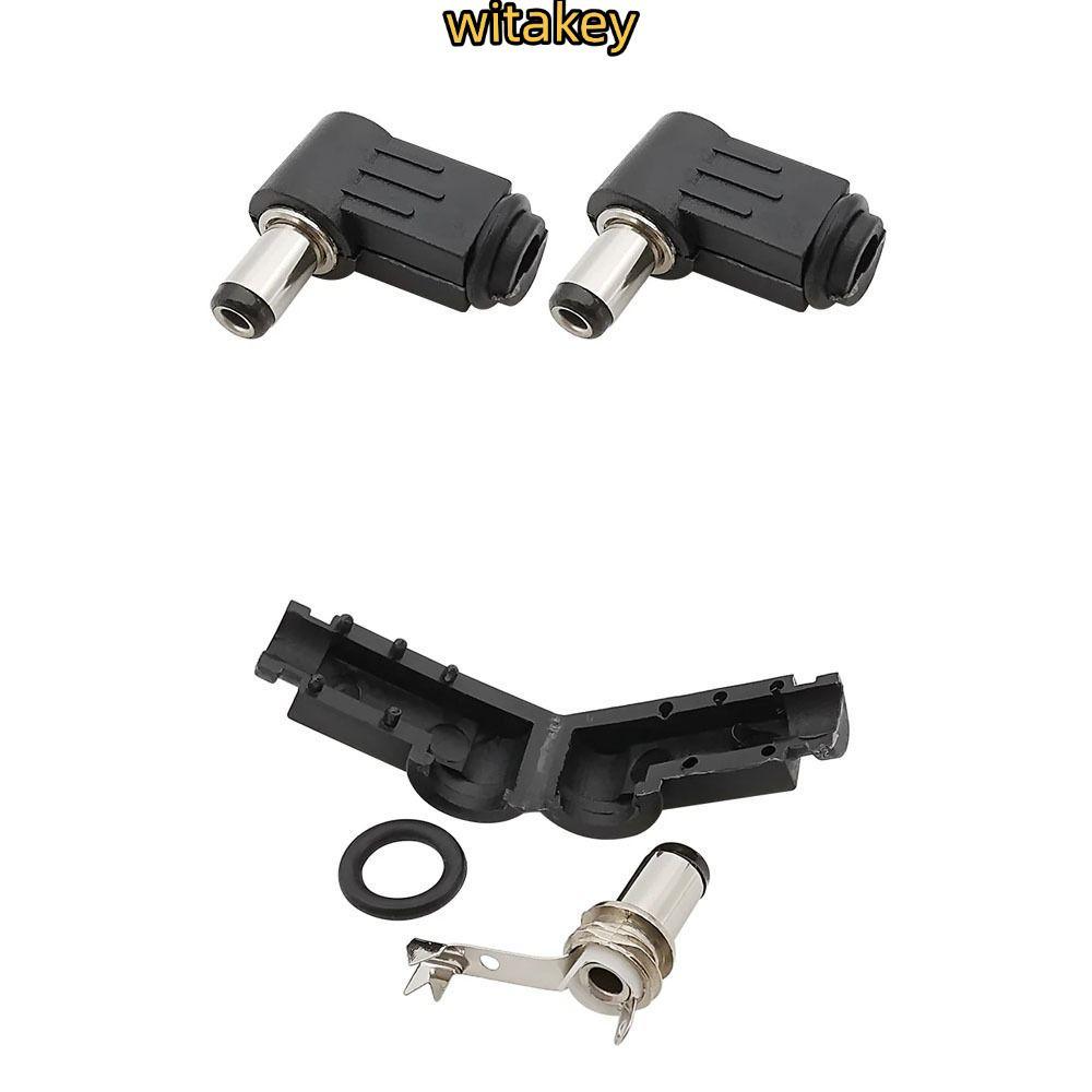 WITATA ขั้วต่อเชื่อม 90 องศา, มุมขวา 5.5x2.1 มม. 5.5x2.5 มม. DC Power ปลั๊กชาย, DC Power ปลั๊กแจ็ค DIY อะแดปเตอร์ซ็อกเก็ต 90 องศาข้อศอก