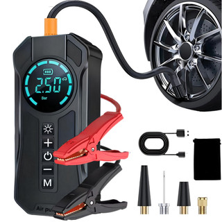 Auxiliar De Partida Compressor de Ar Portátil Digital Recarregável Inflador Pneu Carro Moto Bike USB LED
