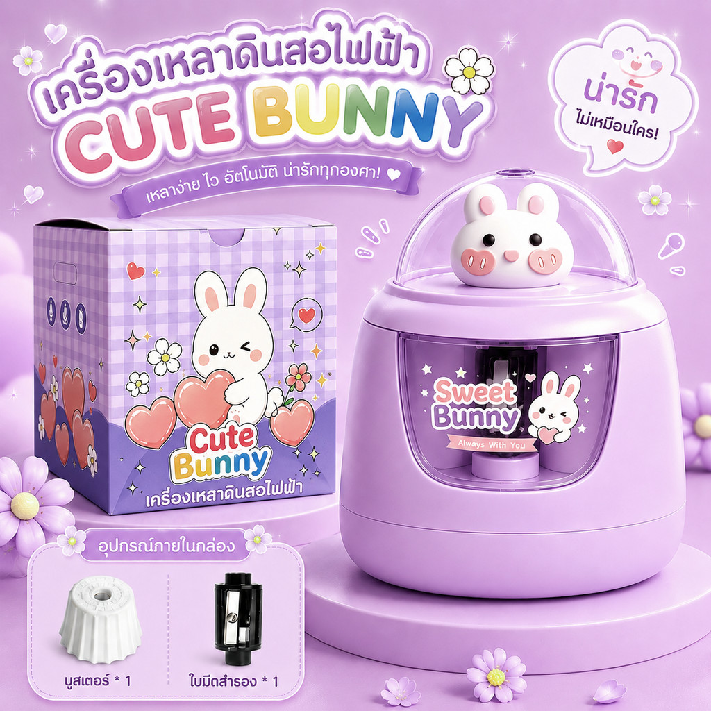 🔥เครื่องเหลาดินสอไฟฟ้า ลายน่ารัก ใช้ถ่าน AA 3 ก้อน กบเหลาดินสออัตโนมัติ สำหรับนักเรียน เครื่องเขียนเด็ก