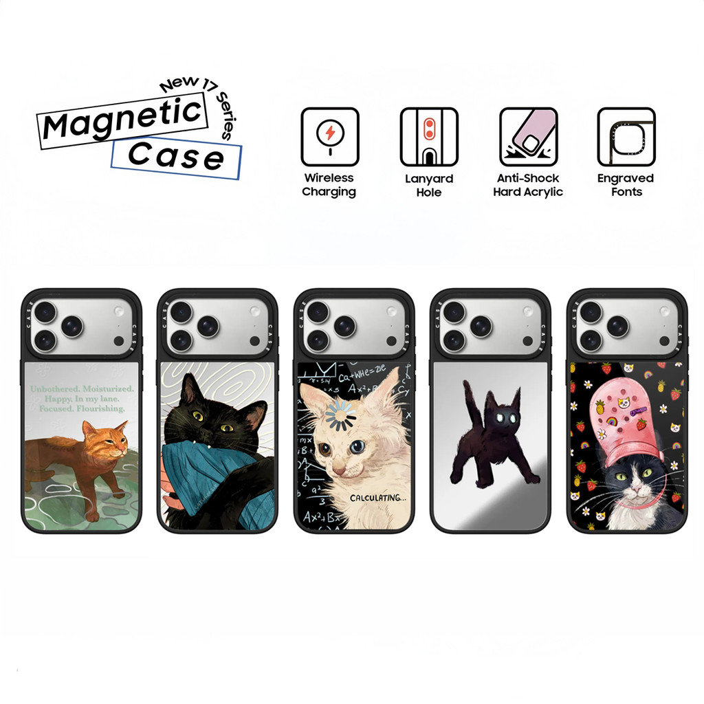 กระจก การคํานวณตลกแมว มีม เคสโทรศัพท์ เนิร์ด ลูกแมวภาพประกอบกันกระแทกสําหรับ ไอโฟน 17 16 อากาศ 12 13 14 15 บวก มือโปร สูงสุด ปลอก