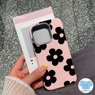 เคสหนังสกิน ลายดอกไม้ดำ น่ารัก หลากสี สไตล์ฮิต คู่รัก สำหรับiPhone 15 17 16 11 13 AIR 14 12 Pro Max 14 15 16 Plus XR X