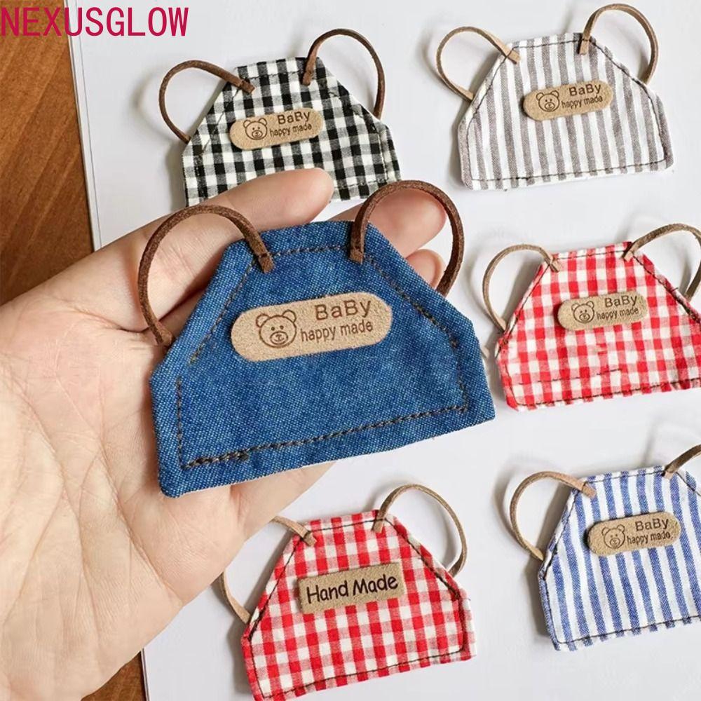 NEXUSGLOW เสื้อผ้าตุ๊กตา, DIY Retro 10 ซม./15 ซม.ตุ๊กตา Denim ผ้ากันเปื้อน, เด็กแต่งตัวลายสก๊อตลายชุ