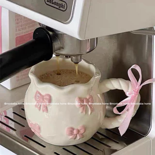 แก้วนม แก้วกาแฟ insโบว์โบว์เล็ก🎀 3D ใช้ไมโครเวฟได้ เหมาะมากสำหรับเป็นของขวัญ พร้อมส่ง