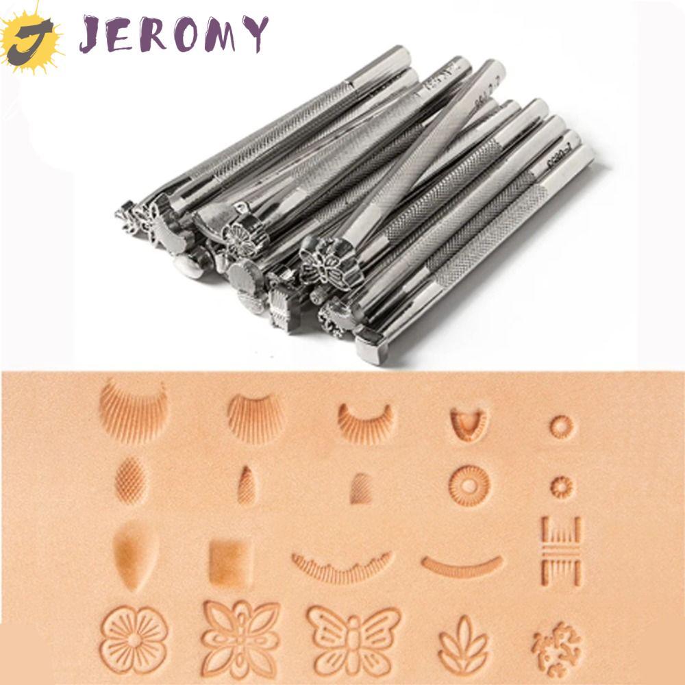 JEROMY 20 ชิ้นพิมพ์หนังแสตมป์, Leathercraft Handmade หนังลายนูนเครื่องมือ,ดอกไม้ DIY หลายรูปแบบแกะสลักแกะสลักแกะสลักเครื่องมือมือทํางาน