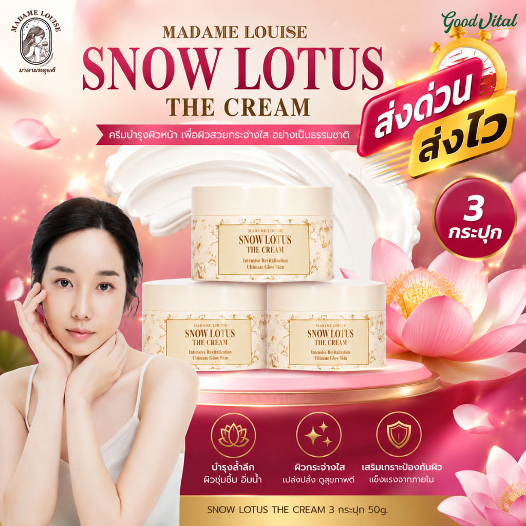 (ส่งด่วนในวัน) Madame Louise Snow Lotus The Cream (3กระปุก) ครีมบำรุงผิวหน้า บัวหิมะ ผิวชุ่มชื้น ผิวดูเรียบเนียน