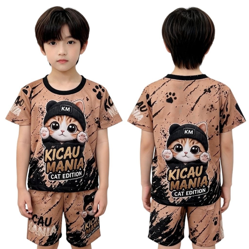 TP PREMIUM - ชุดเด็กลาย Kicau Mania รุ่นใหม่ พิมพ์เต็ม วัสดุ Milano Jersey แขนสั้น ล่าสุด อายุ 1-12 