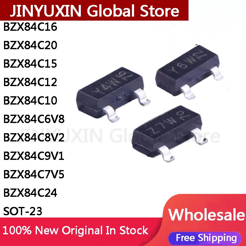 5 ชิ้น BZX84C16 BZX84C20 BZX84C15 BZX84C12 BZX84C10 BZX84C6V8 BZX84C8V2 BZX84C8V2 BZX84C9V1 BZX84C7Z