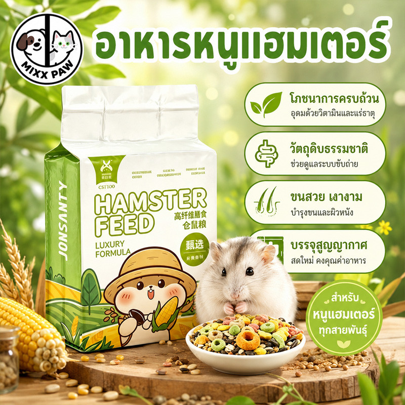 🐹แฮมเตอร์ อาหารชูก้า หนูแฮมเตอร์ อาหารกระรอก 460g สูตรธัญพืชจากธรรมชาติล้วนๆ ไร้สารปรุงแต่งใดๆ