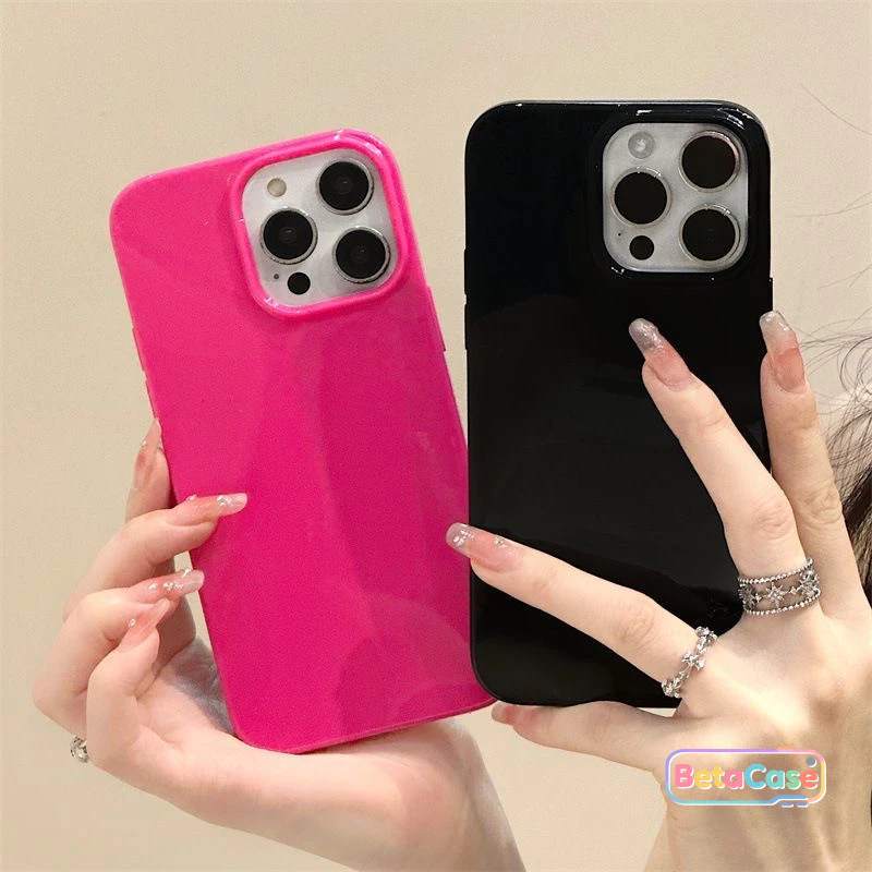 เคสไอโฟนเจลลี่สีพื้นมินิมอลเรียบหรู 17Pro/16/15/14/13/12/11/ProMax/7G/7/8Plus/XS/XR/SE2/SE3