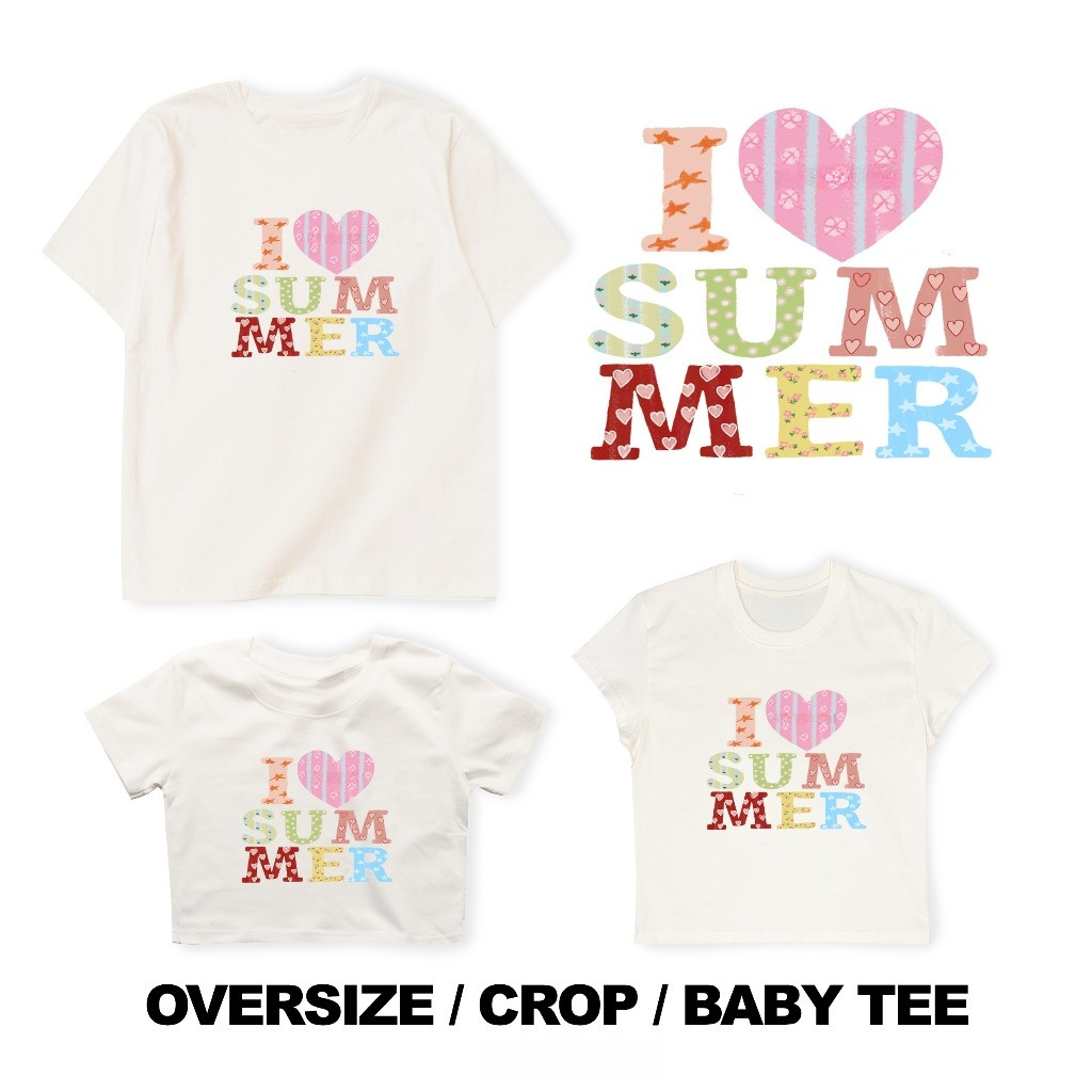 COD✅ (จัดส่งในกรุงเทพฯ) MAO Shop ❗️Oversize/Crop/Babytee ลาย I LOVE SUMMER สไตล์เกาหลี น่ารักหวาน