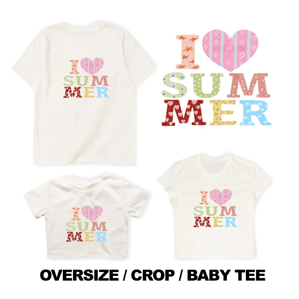 COD✅ (จัดส่งในกรุงเทพฯ) MAO Shop ❗️Oversize/Crop/Babytee ลาย I LOVE SUMMER สไตล์เกาหลี น่ารักหวาน