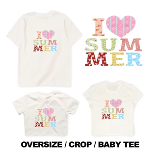 COD✅ (จัดส่งในกรุงเทพฯ) MAO Shop ❗️Oversize/Crop/Babytee ลาย I LOVE SUMMER สไตล์เกาหลี น่ารักหวาน