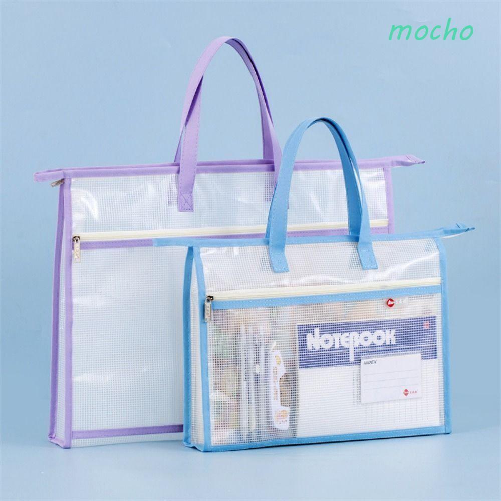 MOCHO กระเป๋าซิป,หนาหลายชั้น A3/A4 ถุงเก็บไฟล์,ใช้งานได้จริงพร้อมที่จับใสความจุขนาดใหญ่กระเป๋าเอกสารข้อมูลที่ใส่ไฟล์