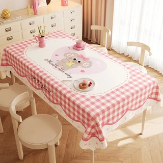 COD ผ้าปูโต๊ะ หนา PVC 90*140cm ผ้าปูโต๊ะสไตล์โดปามีน ลายการ์ตูนน่ารัก ป้องกันสิ่งน้ำน้ำมัน ทนความร้อน