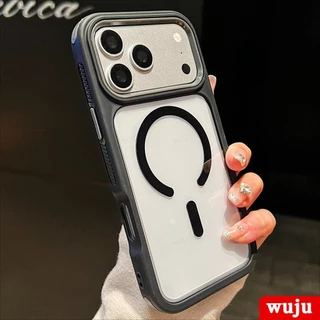 วูจู เคสแม่เหล็กมินิมอลเข้ากันได้สําหรับ ไอโฟน 17 16 15 14 13 12 11 มือโปร สูงสุด ด้านหลังโปร่งใสป้องกันการเหลืองและตัวเลือกกันชนสีสันสดใส กันฝุ
