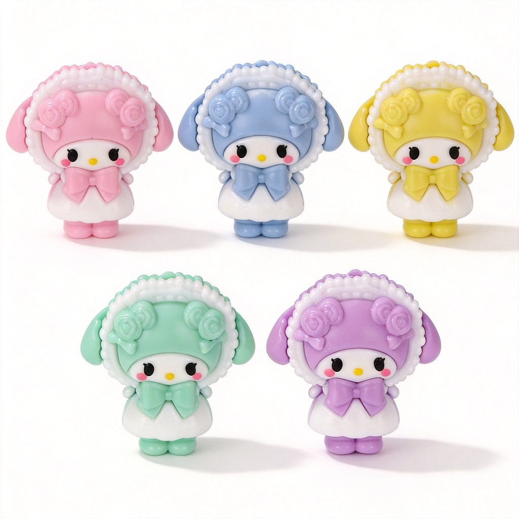 5 ชิ้นการ์ตูน My Melody Dress-up น่ารัก Perforated ยางลูกปัด DIY โทรศัพท์พวงกุญแจลูกปัดปากกาเครื่องประดับอุปกรณ์เสริม