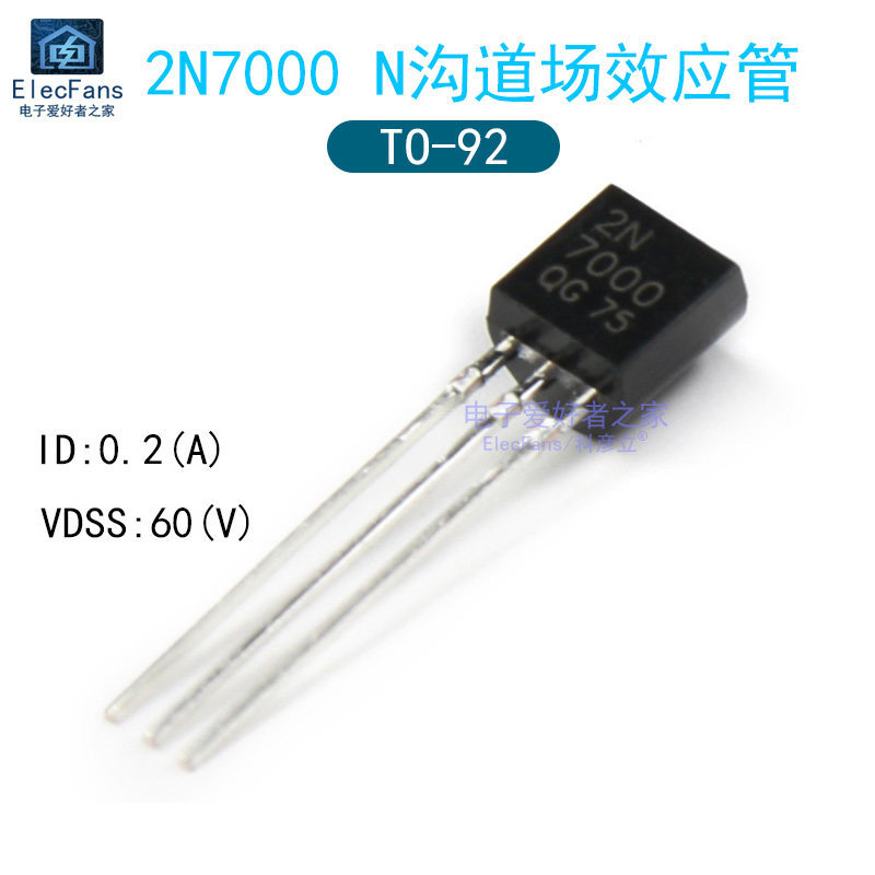 ((5 ชิ้น) 2N7000 Triode N Channel MOS Field Effect Tube 0.2A/60V Crystal Tube In-Line TO-92